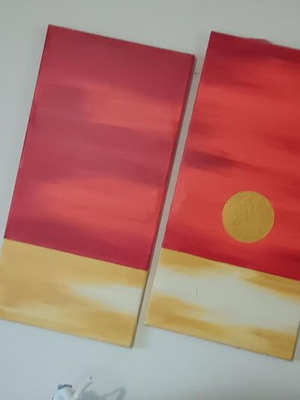 Sunset paintings like new, deep orange, gold, yellow colors
