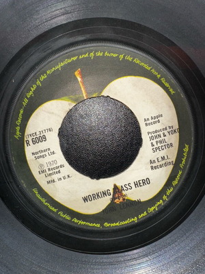 John Lennon Working Class Hero vinyl record used, Apple label