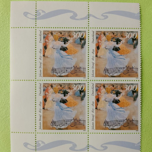 1999 German stamp first day cover Bonn, mint block of four