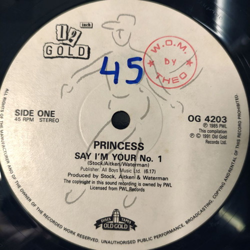 Princess Say I'm Your No.1 After The Love Has Gone 12″ Vinyl Maxi Single used