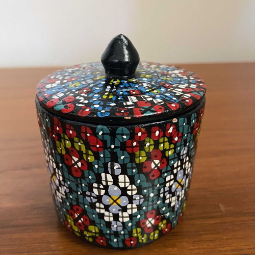 Set of 4 handmade decorative mosaic jars like new