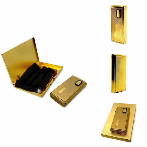 Ronson VARAFLAME electronic gas lighter gold plated like new