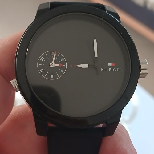 Tommy Hilfiger Dual Time watch black silicone strap like new