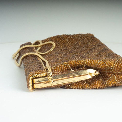 Vintage Evening Clutch Bag used with sparkling beadwork and gold clasp