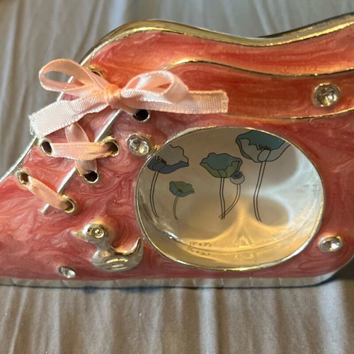 Baby photo frame pink shoe with rhinestones new