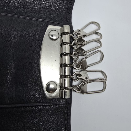Lancel leather key holder used, black