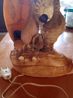 Shell table lamp used, 3 large, 28cm height, LED bulbs