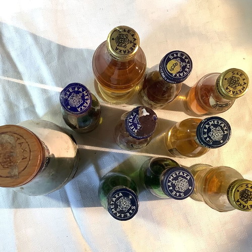 Metaxa miniatures used, set of 10 different bottles