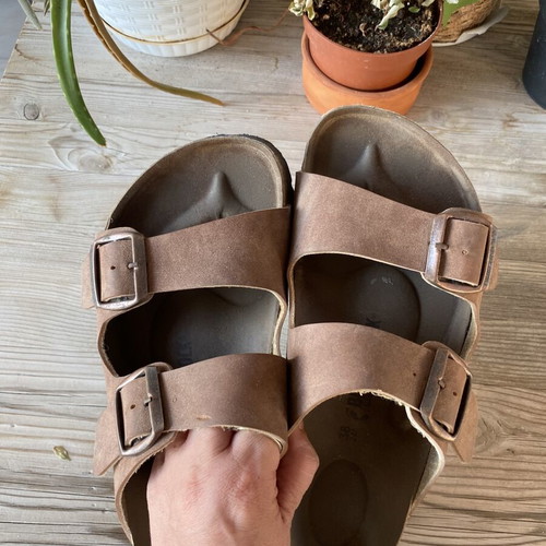 Birkenstock sandals used, brown, size 38