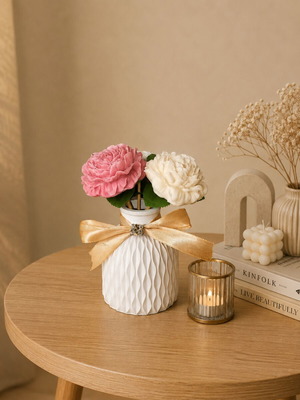 Porcelain vase with wax aromatic flowers new
