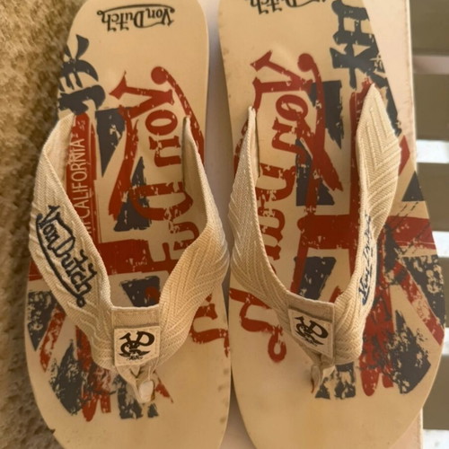 Von Dutch flip flops size 42-43, white and blue