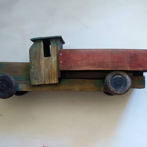 Wooden prewar truck 1940s folk art, used