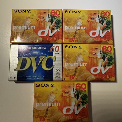 Mini DV cassettes Panasonic and Sony, new, pack of 5