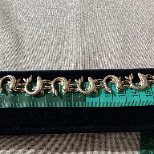 Silver 925 bracelet with dolphins new, silver color