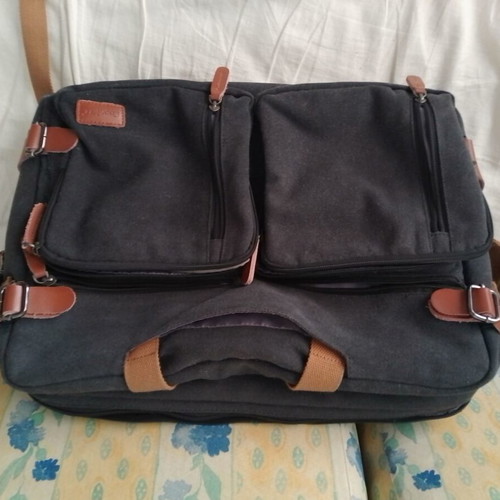 Laptop bag backpack 17.3" like new, durable canvas, anthracite