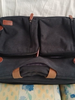 Laptop bag backpack 17.3" like new, durable canvas, anthracite