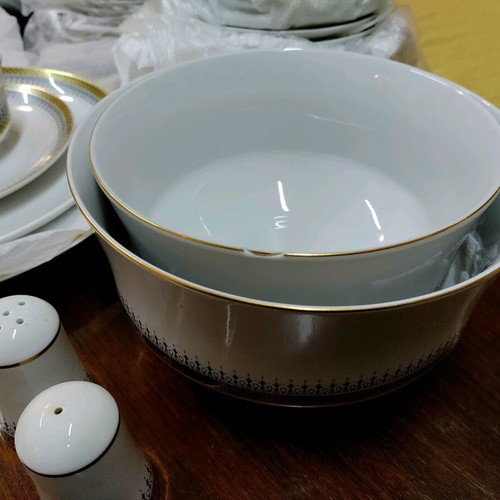 Vintage authentic Ionian serving set 82 pieces like new with gold design