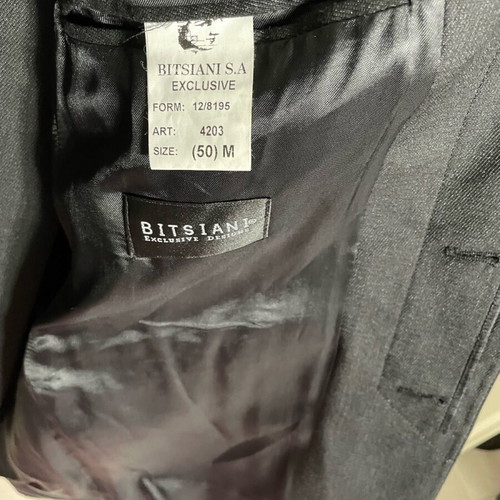 Bitsiani men's suit set like new, size 50, dark charcoal