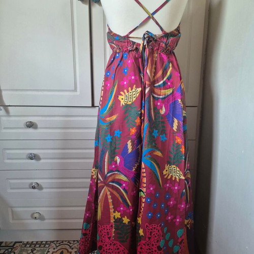 Maxi printed dress S/M cotton new, colorful summer print