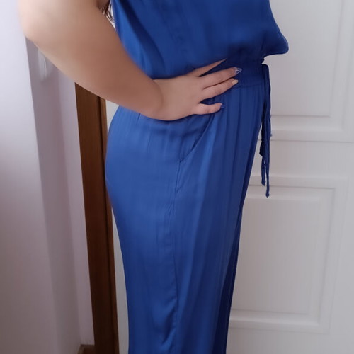 Secret royal blue jumpsuit with elastic waist and legs