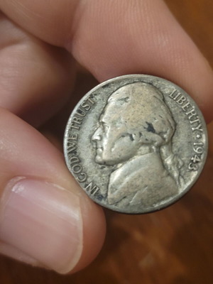 USA 5 Cents 1943 P Coin used, 35% silver