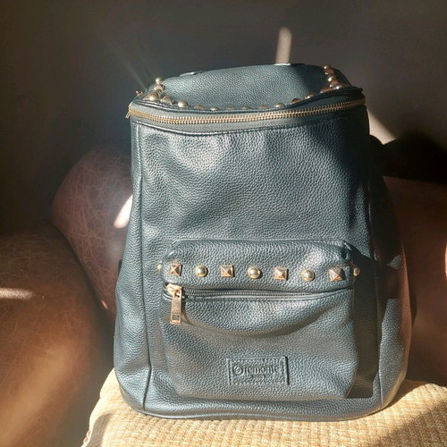 Remonte Black Leather Backpack Like New with Gold Studs