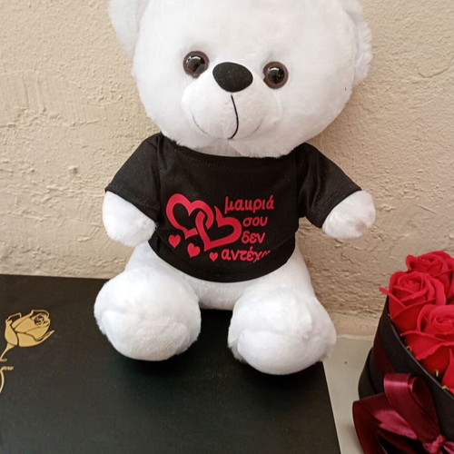 Set of hearts with roses and teddy bear like new