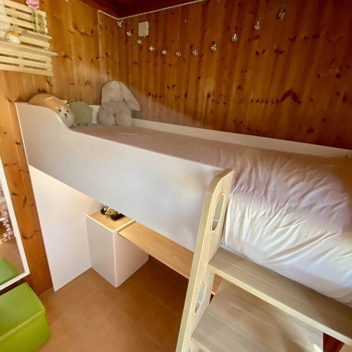 Multifunctional Loft Bed with Desk, Cabinets and Shelves like new