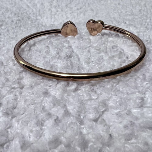 Guess Rose Gold Double Heart Bangle 316L Steel New with Certificate