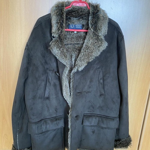 Armani suede coat like new, brown, with fur lining