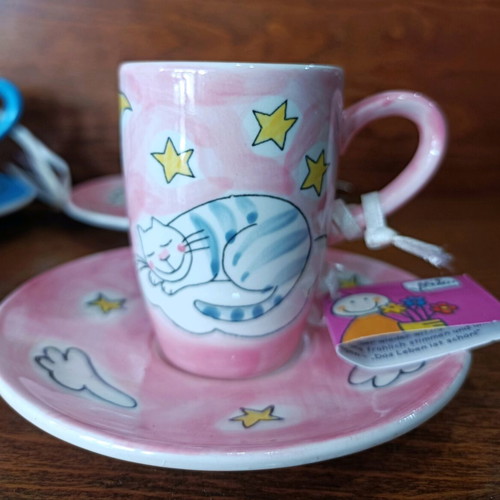 Espresso cups set of 6 Mila with cats new