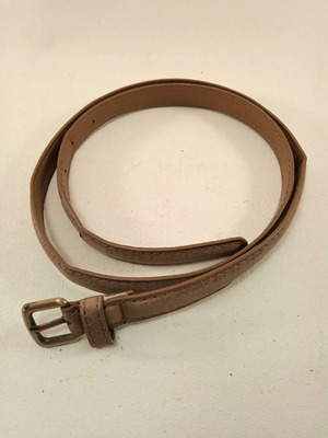 Leather women's belt used, thin gold color, 110 cm