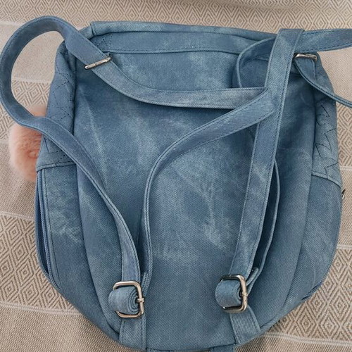 Blue backpack like new with subtle stars and pink pouch