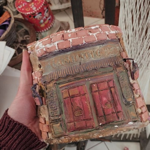 Decorative handmade tile like new with clay details