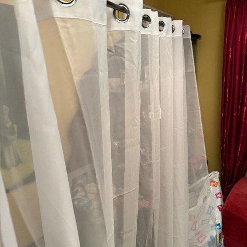 White sheer curtains with metal eyelets new