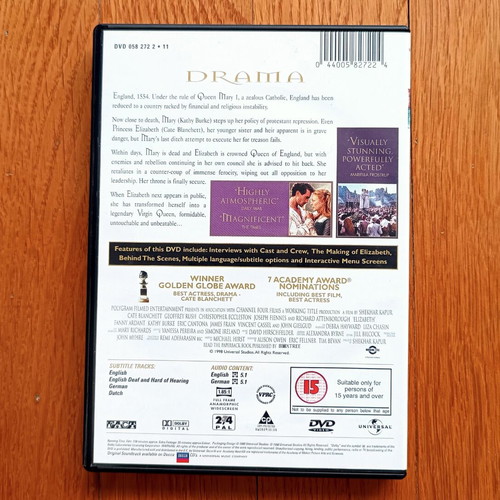 Elizabeth DVD μεταχειρισμένο χωρίς ελληνικούς υπότιτλους, ζώνη 2