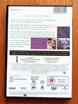 Elizabeth DVD μεταχειρισμένο χωρίς ελληνικούς υπότιτλους, ζώνη 2