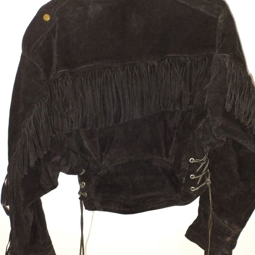 Vintage western jacket used, leather suede with fringes