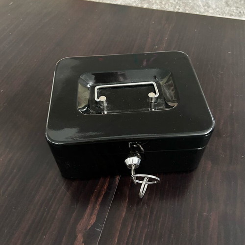 Black safe box like new with key