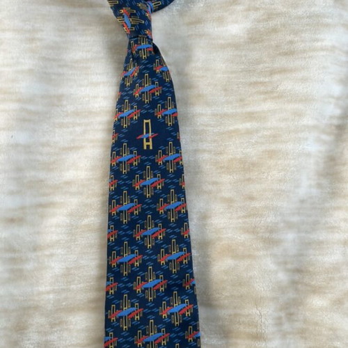 Collectible tie with Forth Road Bridge design like new, blue, polyester