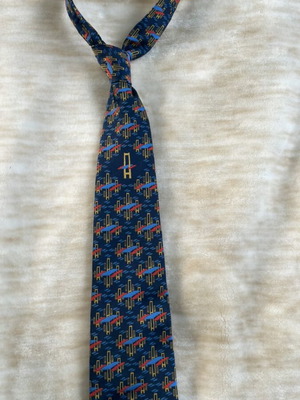 Collectible tie with Forth Road Bridge design like new, blue, polyester