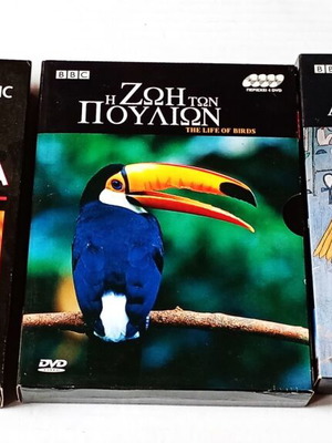 3 DVD box sets like new, Secrets of Egypt, The Life of Birds, Biblical Apocrypha