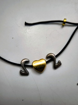 Lucky Charm Heart Necklace new, stainless steel with black cord