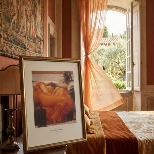 Flaming June print by Frederic Lord Leighton with gold frame