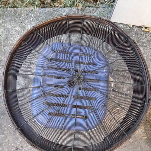 Handmade antique sieve with wooden frame and metal mesh