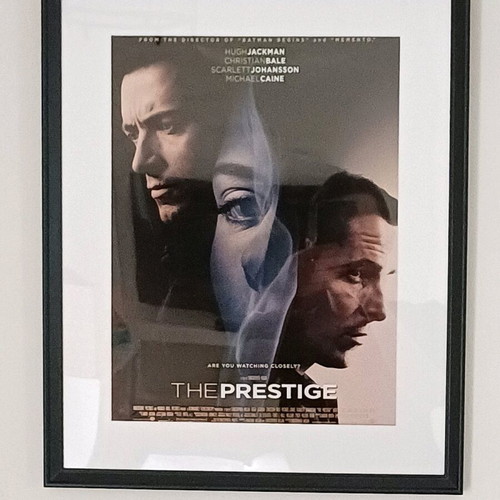 The Prestige movie poster new in black frame with mat 40x50cm