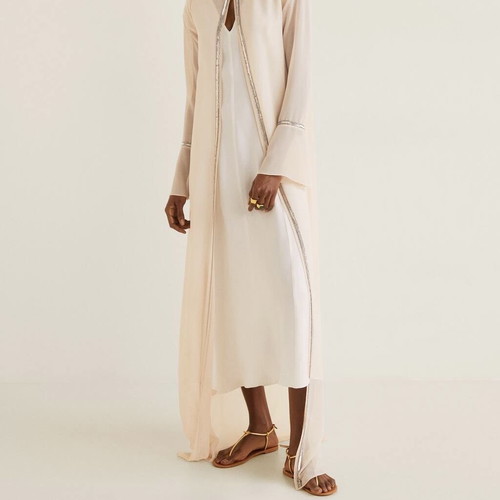 Mango summer coat caftan Small with sequins beige pink new