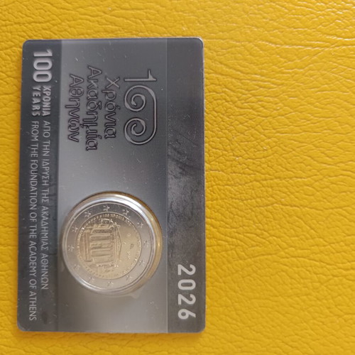 Academy of Athens Coin Card 2026 two euro new