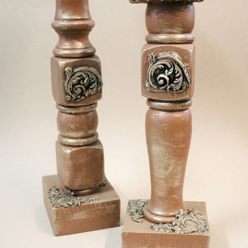 Handmade Upcycled Candlesticks Set of 2 New