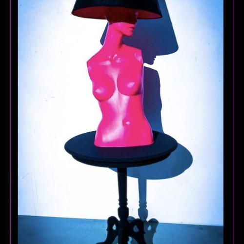 Unique Verone Pop Art Lamp Handmade Female Bust Sculpture Pink and Black